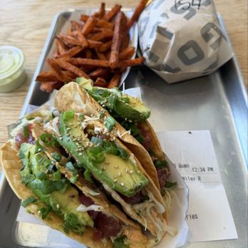 Gotts Roadside - Ahi tacos, bacon cheeseburger and sweet potato fries - Burgers Near Me - Napa, California