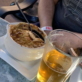 Wild River Grille - Hot French onion soup and a cold beer.. why not? - New American Near Me - Reno, Nevada