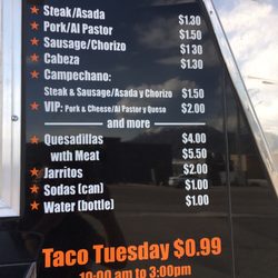 Tarricaso - Menu