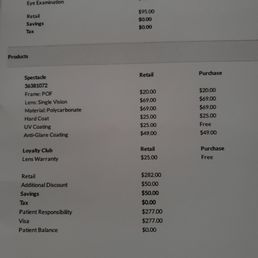 Receipt of my new lenses for my glasses. Receipt of my new lenses for my glasses.