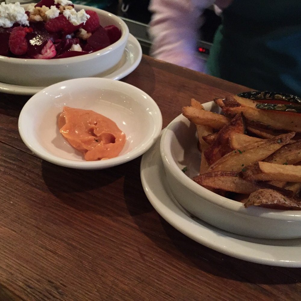 Bar B - French fries and a beetroot salad - Italian Near Me - New York, New York Bar B - French fries and a beetroot salad - Italian Near Me - New York, New York