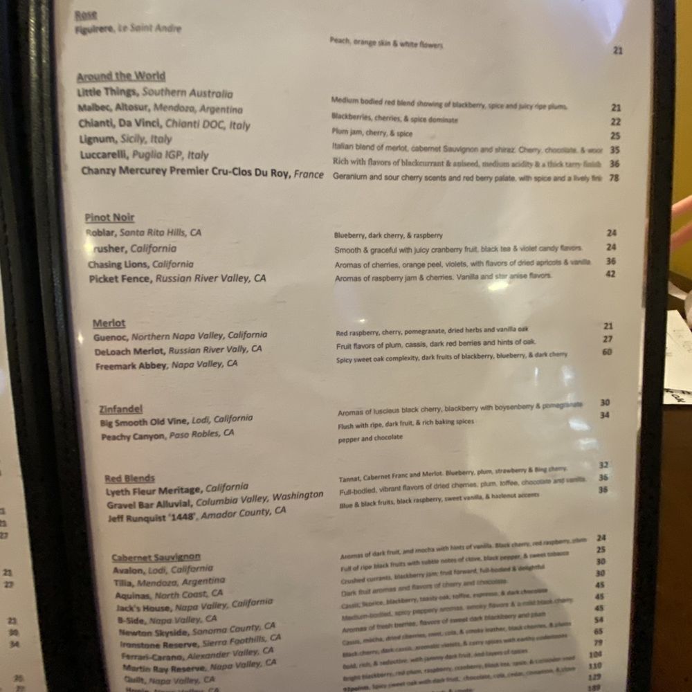 Fairways Prime - Wine menu - Wine Bars Near Me - Hurricane, West Virginia