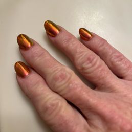 These are my nails with the not polish number 24 with a gold Chrome over the top of it.