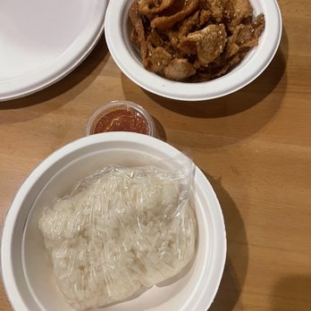 Too Thai Street Eats - A2. Sticky Rice & G4. Crispy Chicken Skin - Thai Near Me - Carrollton, Texas