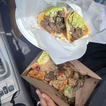 The Taco Stand - Mar y Tierra fries and two asada tacos. - Mexican Near Me - Riverside, California The Taco Stand - Mar y Tierra fries and two asada tacos. - Mexican Near Me - Riverside, California