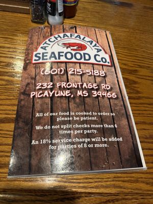 Menu photo 3 Atchafalaya Seafood Picayune, MS