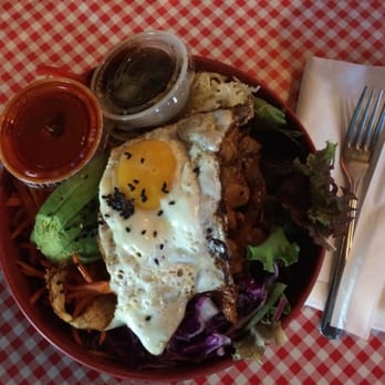 Koriente - Mix-mix Bibimbap with egg avocado and chicken - Asian Fusion Near Me - Austin, Texas Koriente - Mix-mix Bibimbap with egg avocado and chicken - Asian Fusion Near Me - Austin, Texas
