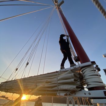 SF Bay Adventures - Chief Mate Shannon Working Aboard the Schooner Freda B - Boat Charters Near Me - Sausalito, California