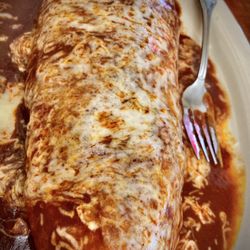 Burrito Chile Colorado, enchilada-style. More than a meal & so delicious.