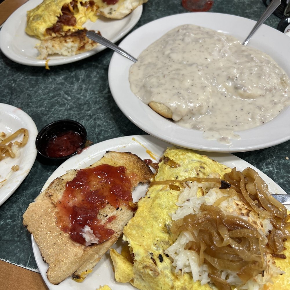 Tony's I-75 Restaurant - Bacon sausage & cheese omelette, hash browns and biscuits & gravy split with my wife. - Diners Near Me - Birch Run, Michigan Tony's I-75 Restaurant - Bacon sausage & cheese omelette, hash browns and biscuits & gravy split with my wife. - Diners Near Me - Birch Run, Michigan