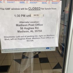 Post Office - FYI, They are closed from 1:30pm - 3pm.