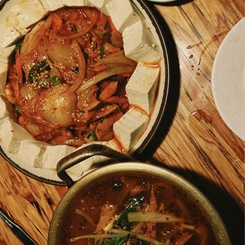 Dan Sung Sa - kimchi and pork stir fry with tofu pork neck stew - Korean Near Me - Los Angeles, California Dan Sung Sa - kimchi and pork stir fry with tofu pork neck stew - Korean Near Me - Los Angeles, California