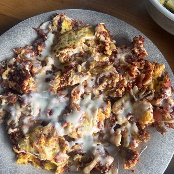 AlTayeb Of Dearborn - Eggs with Sujuk (we also added mushrooms, tomatoes, and mozzarella cheese) - Breakfast & Brunch Near Me - Dearborn, Michigan