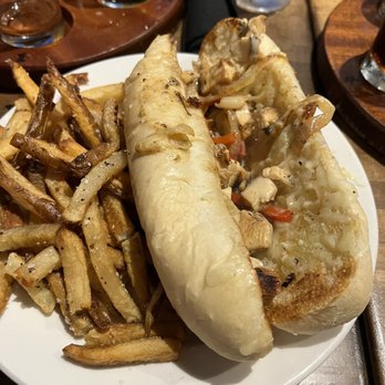 Schlafly Bottleworks - Chicken Philly sandwich (barely any chicken in this!) - Brewpubs Near Me - Maplewood, Missouri Schlafly Bottleworks - Chicken Philly sandwich (barely any chicken in this!) - Brewpubs Near Me - Maplewood, Missouri