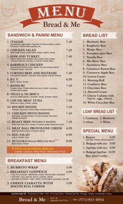 Menu photo 3 Bread Me Quantico, VA