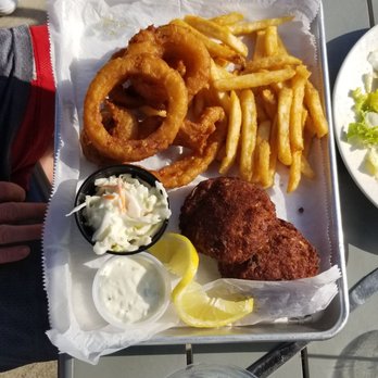 Pier 87 Bar And Grill - Crab cake dinner with fries, rings and slaw. $21.99 - Bars Near Me - Williamsport, Pennsylvania