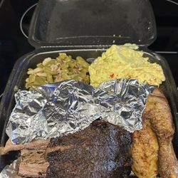Browns Backyard BBQ - Chicken,ribs, brisket with green beans and potatoes salad