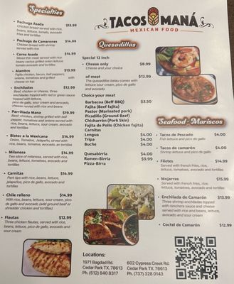 Menu photo 2 Tacos Mana #2 Cedar Park, TX Menu photo 2 Tacos Mana #2 Cedar Park, TX