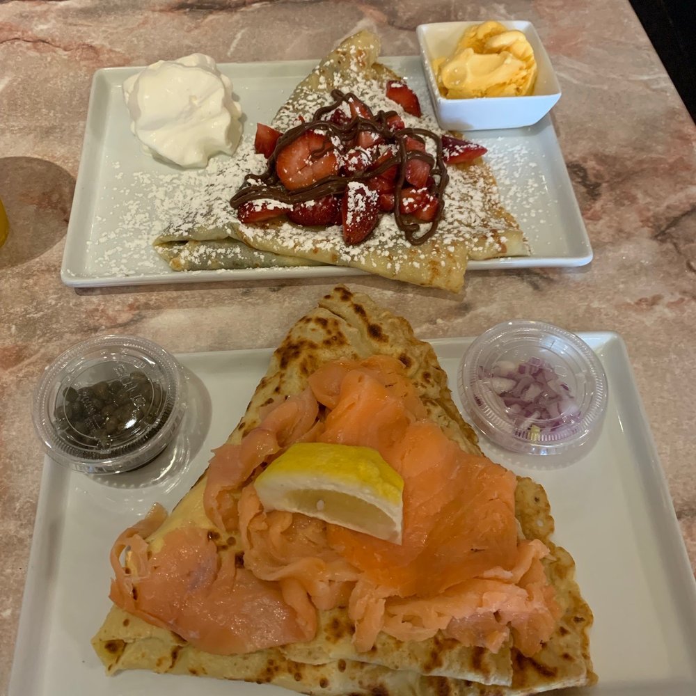 Leonidas Chocolate Cafe - Lox crepe and strawberry Nutella crepe - Cafes Near Me - Evanston, Illinois Leonidas Chocolate Cafe - Lox crepe and strawberry Nutella crepe - Cafes Near Me - Evanston, Illinois