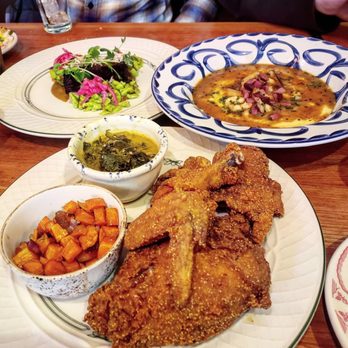 Big Jones - Fried chicken half, braised short ribs, and the shrimp and grits. Highly recommend all three, though the chicken was by far the best value. - Southern Near Me - Chicago, Illinois