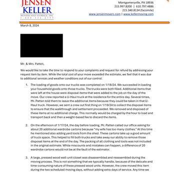 Jensen Movers & Storage - Jensen Mover's response to our refund request. - Movers Near Me - Montgomeryville, Pennsylvania Jensen Movers & Storage - Jensen Mover's response to our refund request. - Movers Near Me - Montgomeryville, Pennsylvania