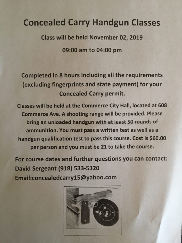 CONCEALED CARRY Updated July 2024 Grove, Oklahoma Firearm