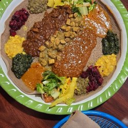 Gojo Ethiopean Restaurant - Meat & Veggie combo (2 orders of this in the photo)