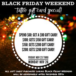 Planet New York Tattoo - Black Friday Weekend 2018 Tattoo Gift Card Special!