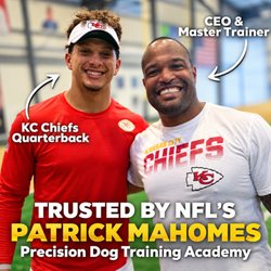 Precision Dog Training Academy - Patrick Mahomes with his dog trainer
