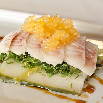 Stella - Hamachi, with cantaloupe "caviar". The quality of the hamachi is amazing. The caviar is more like tapioca pearls. - Specialty Food Near Me - Truckee, California Stella - Hamachi, with cantaloupe "caviar". The quality of the hamachi is amazing. The caviar is more like tapioca pearls. - Specialty Food Near Me - Truckee, California