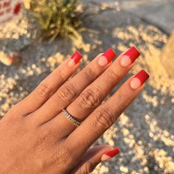 Envy Nail - Rich red 90s style French tip with medium square length