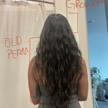 Windy Salon - The hair went to appointment with. Same clear line of natural straight hair growing out and then old perm - Hair Salons Near Me - Austin, Texas Windy Salon - The hair went to appointment with. Same clear line of natural straight hair growing out and then old perm - Hair Salons Near Me - Austin, Texas