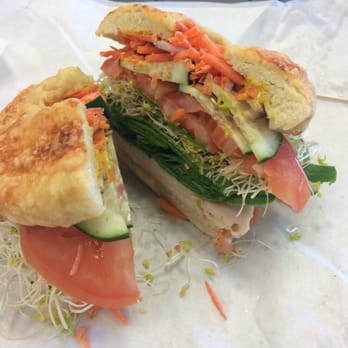 Rich's Bagels - Chicken provolone bagel with ALL the veggies. 100% YES. - Bagels Near Me - Holladay, Utah Rich's Bagels - Chicken provolone bagel with ALL the veggies. 100% YES. - Bagels Near Me - Holladay, Utah
