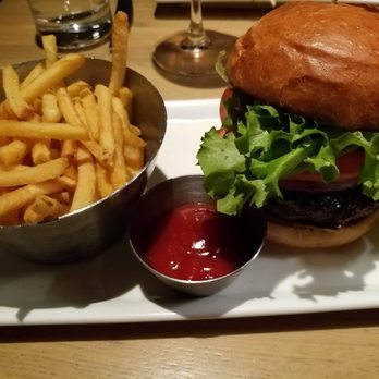 Earls Kitchen + Bar - Happy Hour burger with fries. - New American Near Me - Boston, Massachusetts