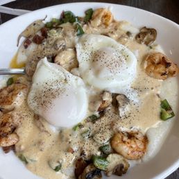 Shrimp and Grits with two eggs Shrimp and Grits with two eggs