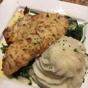 The Thirsty Turtle - Macadamia-crusted tilapia with spinach and mashed potatoes topped with wine cream sauce $15 - American Near Me - Florham Park, New Jersey
