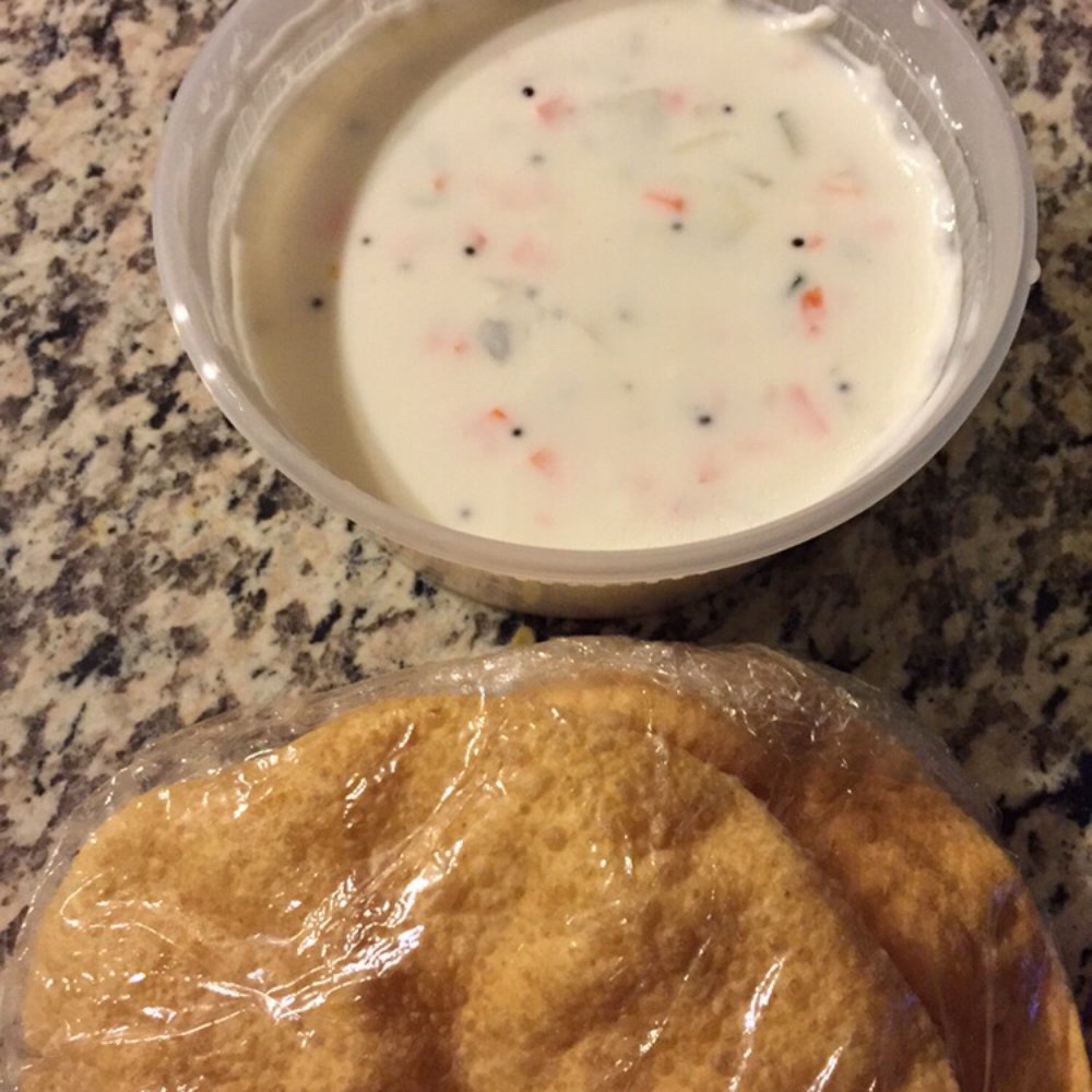 Madras Palace - Pappad and raita (that come with the Jalfrazi) - Vegetarian Near Me - Gaithersburg, Maryland Madras Palace - Pappad and raita (that come with the Jalfrazi) - Vegetarian Near Me - Gaithersburg, Maryland