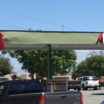 Sonic Drive-In - Damaged building facia on awning - Burgers Near Me - Gilroy, California