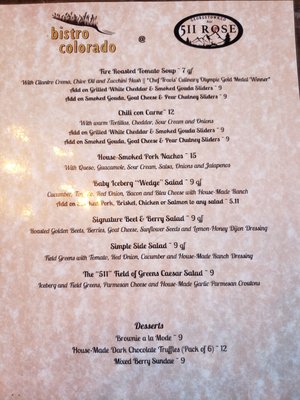 Menu photo 3 511 Rose Georgetown, CO