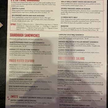 Sharps Roasthouse - Menu back - American Near Me - SeaTac, Washington