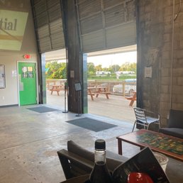 a large open area with tables and chairs