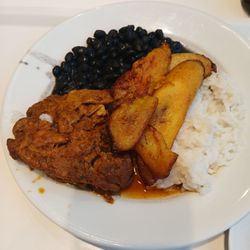 IKEA Restaurant - Trying their new cilantro lime chicken with rice, black beans and plantains!