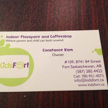 Kidsfort - a close up of a business card - Coffee & Tea Near Me - Fort Saskatchewan, Alberta Kidsfort - a close up of a business card - Coffee & Tea Near Me - Fort Saskatchewan, Alberta