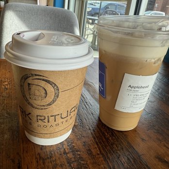 Dark Ritual Coffee Roasters - Dark Ritual latte and Kings Iced King Cake Latte - Coffee Roasteries Near Me - Fate, Texas Dark Ritual Coffee Roasters - Dark Ritual latte and Kings Iced King Cake Latte - Coffee Roasteries Near Me - Fate, Texas