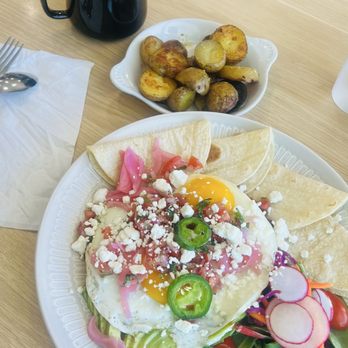 LOVELY SQUARE - Huevos Rancheros plate with coffee and side of Bfast potatoes - Breakfast & Brunch Near Me - Sarasota, Florida LOVELY SQUARE - Huevos Rancheros plate with coffee and side of Bfast potatoes - Breakfast & Brunch Near Me - Sarasota, Florida
