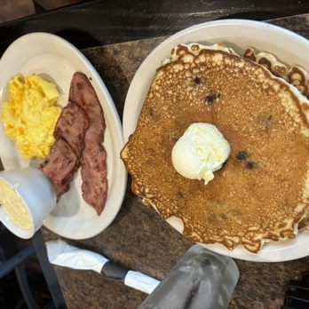 Craft Public House - Blueberry pancakes with turkey bacon and cheese eggs - Sports Bars Near Me - Cary, North Carolina Craft Public House - Blueberry pancakes with turkey bacon and cheese eggs - Sports Bars Near Me - Cary, North Carolina