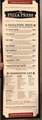 Menu photo 8 The Pizza Press North Hollywood, CA Menu photo 8 The Pizza Press North Hollywood, CA