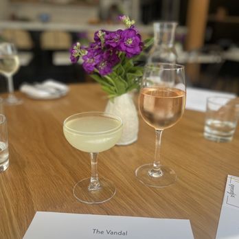 The Vandal - two glasses of wine and a menu - Wine Bars Near Me - Pittsburgh, Pennsylvania