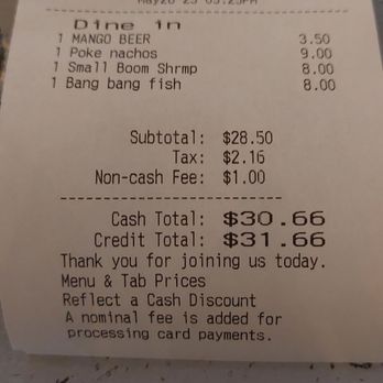 Kaya Island Eats - Our bill for Happy Hour, great deal! - Caribbean Near Me - Key West, Florida