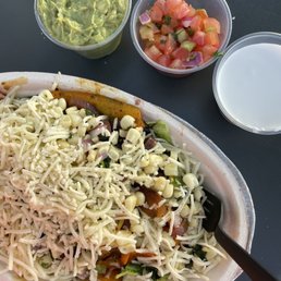 veggie bowl w/ side of guac + salsa + sour cream veggie bowl w/ side of guac + salsa + sour cream